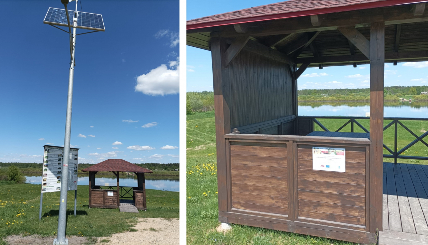 Kolāža - hibrīdapgaismojums un āra lapene Dunavā pie pārceltuves pār Daugavu