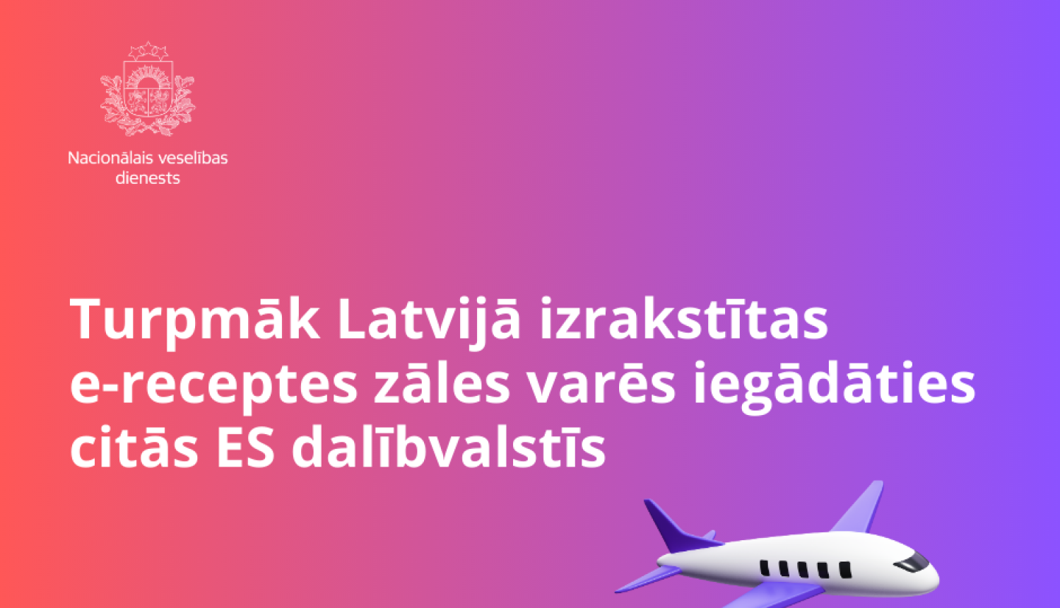 Virsraksts uz oranžzila fona un lidmašīna un veselības dienesta simbolika