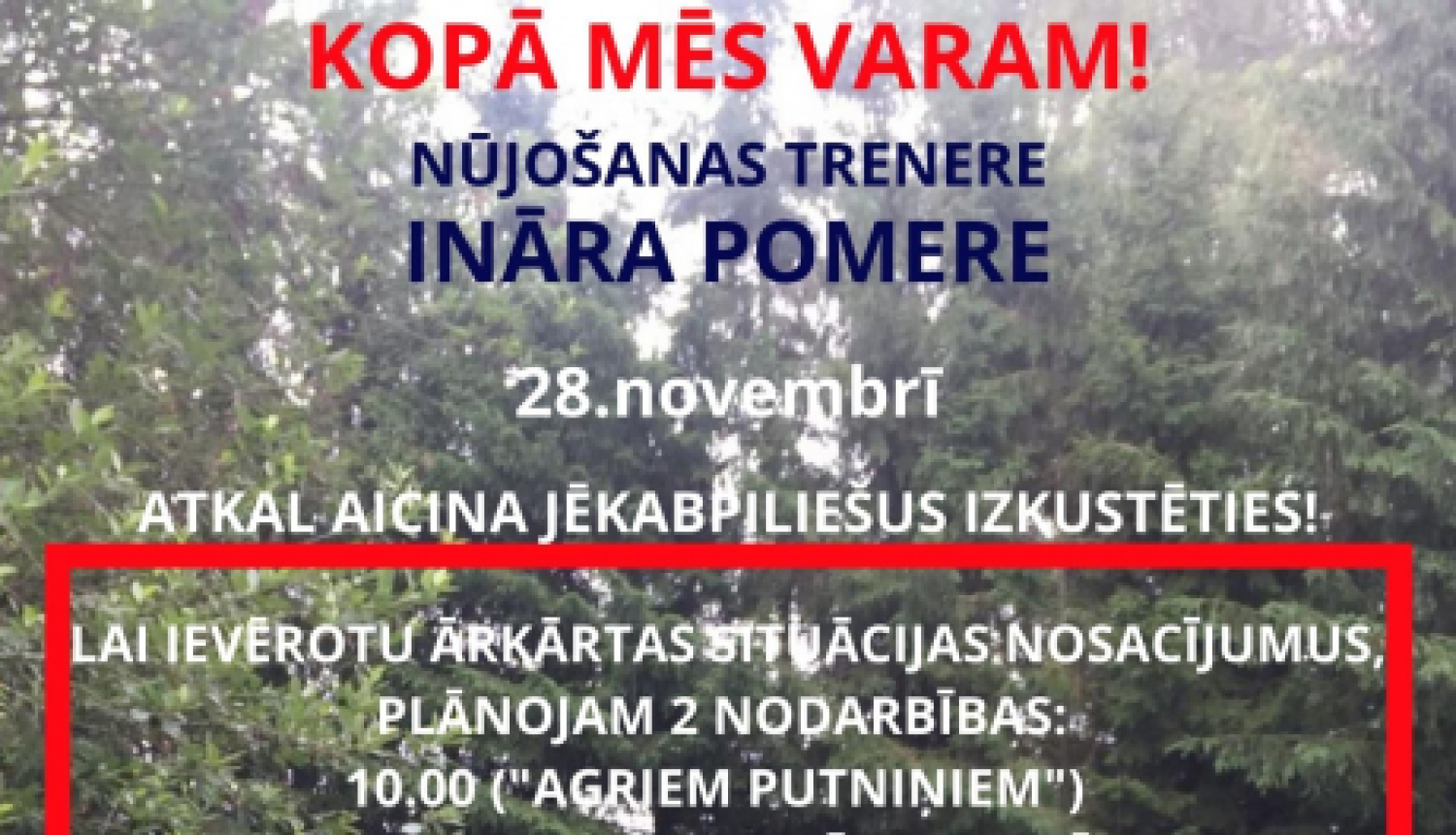 Nūjošanas trenere Ināra Pomere atkal aicina jēkabpiliešus izkustēties!