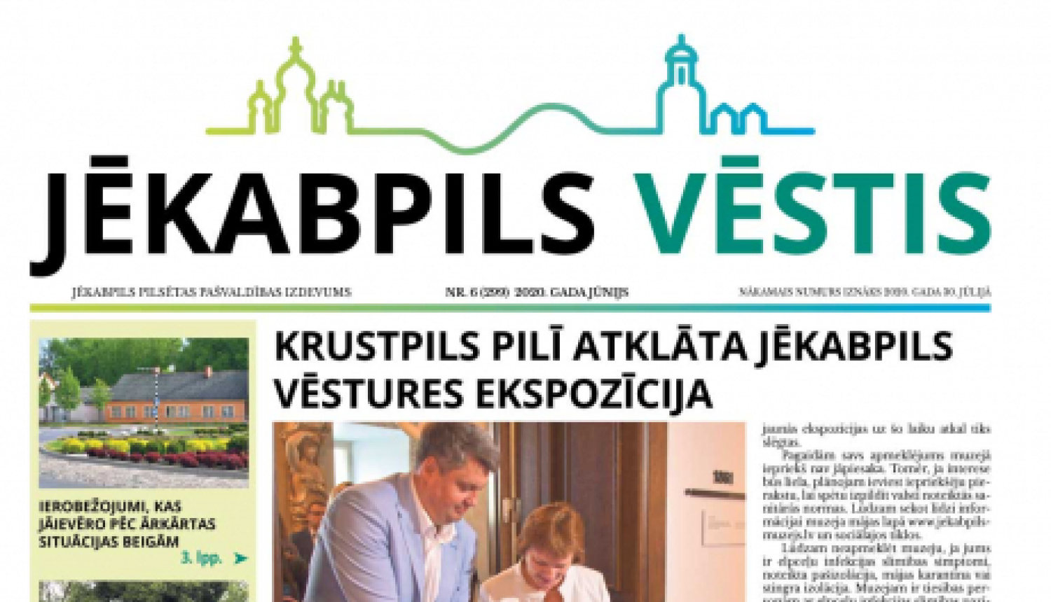 Iznācis pašvaldības informatīvā  izdevuma „Jēkabpils Vēstis” jūnija numurs