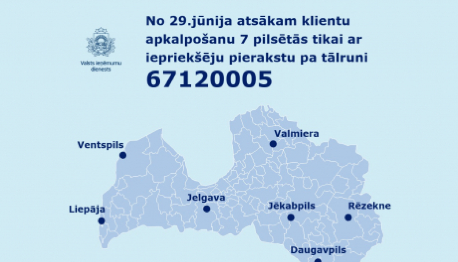 VID atsāk klientu apkalpošanu vēl 7 pilsētās, apmeklētājiem obligāti iepriekš jāpierakstās