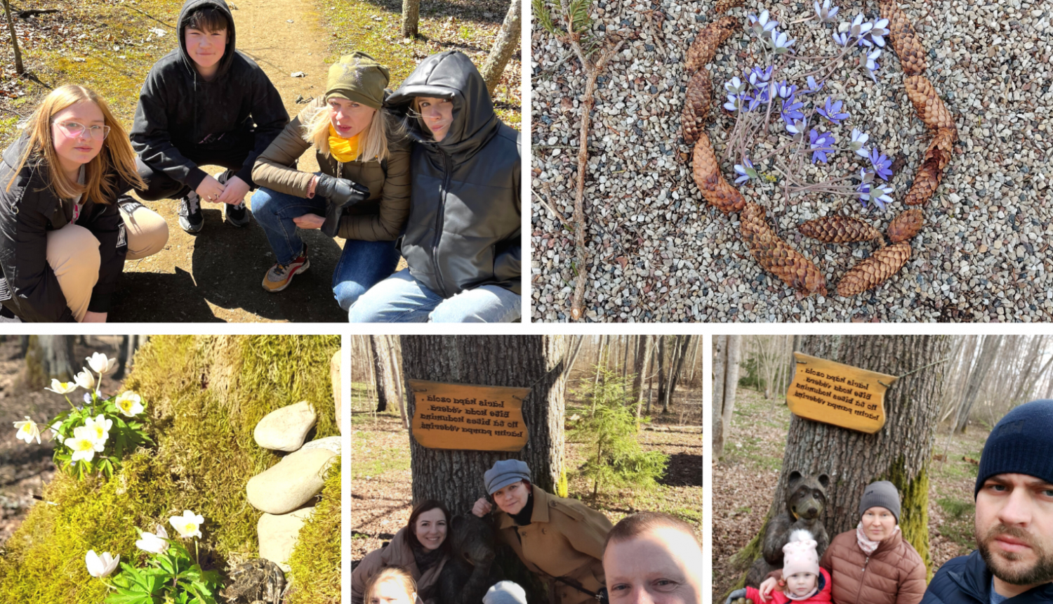 Kolāža ar 5 Lieldienu sporta aktivitāšu bildēm no Zasas