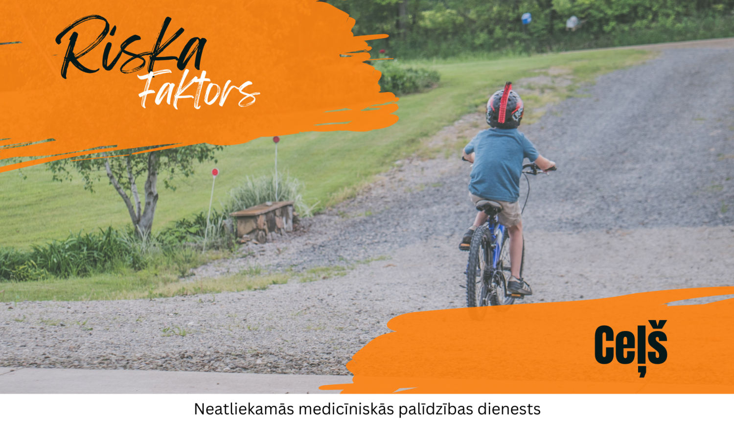 bērns ar velosipēdu minās pa brauktuves vidu