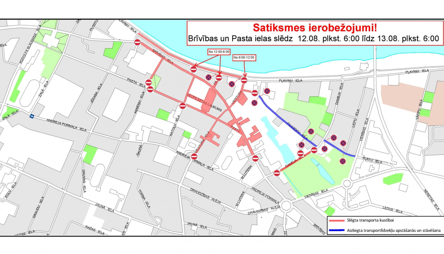 Karte ar satiksmes ierobežojumiem