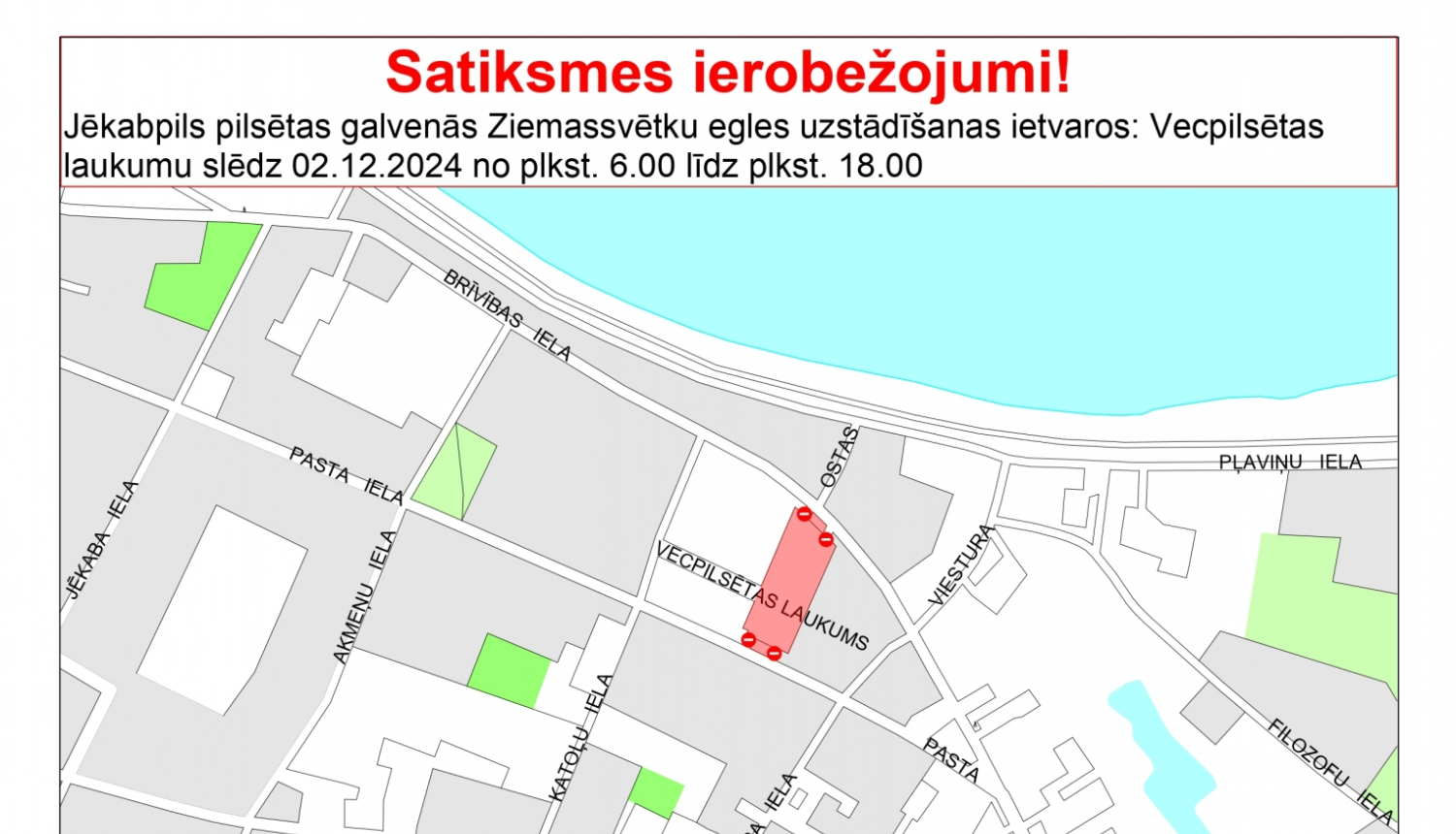 satiksmes ierobežojumi 2. decembrī - shēma
