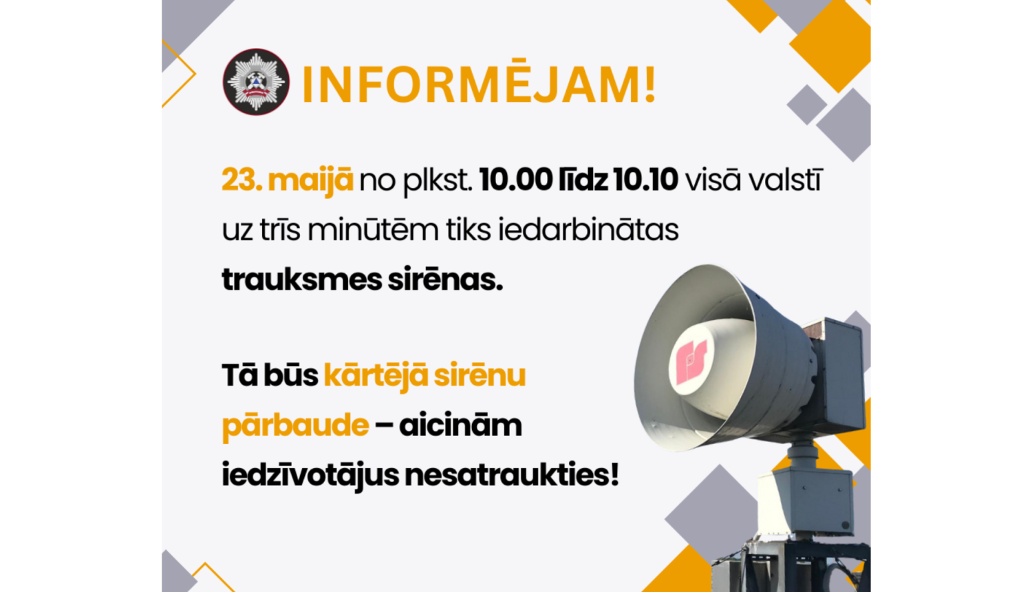 Plakāts par trauksmes sirēnām