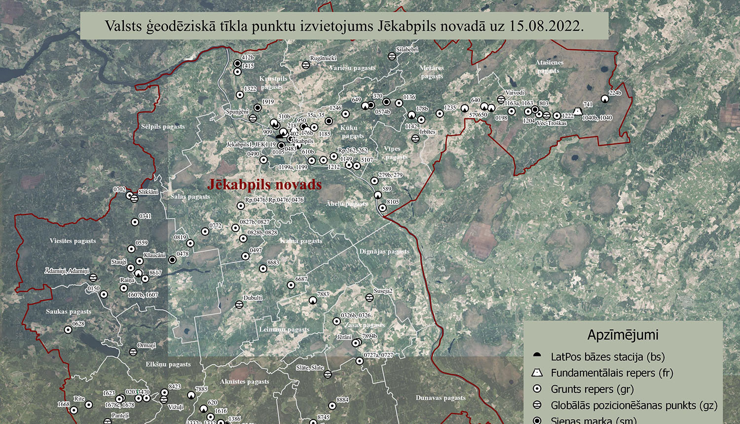 2.	Valsts ģeodēziskā tīkla punktu izvietojuma shēma Jēkabpils novadā