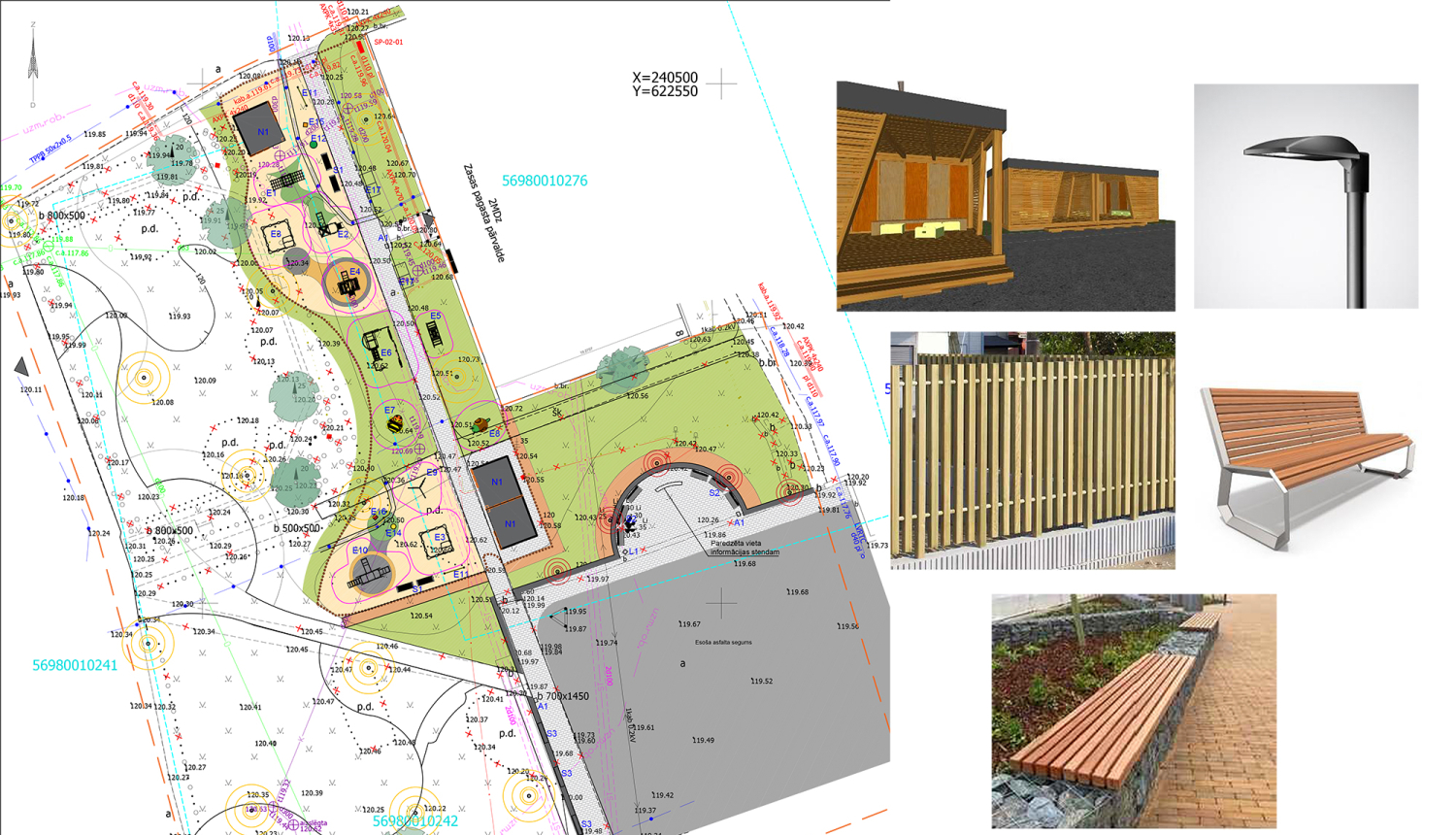 Pirmās kārtas projekta elementu kolāža