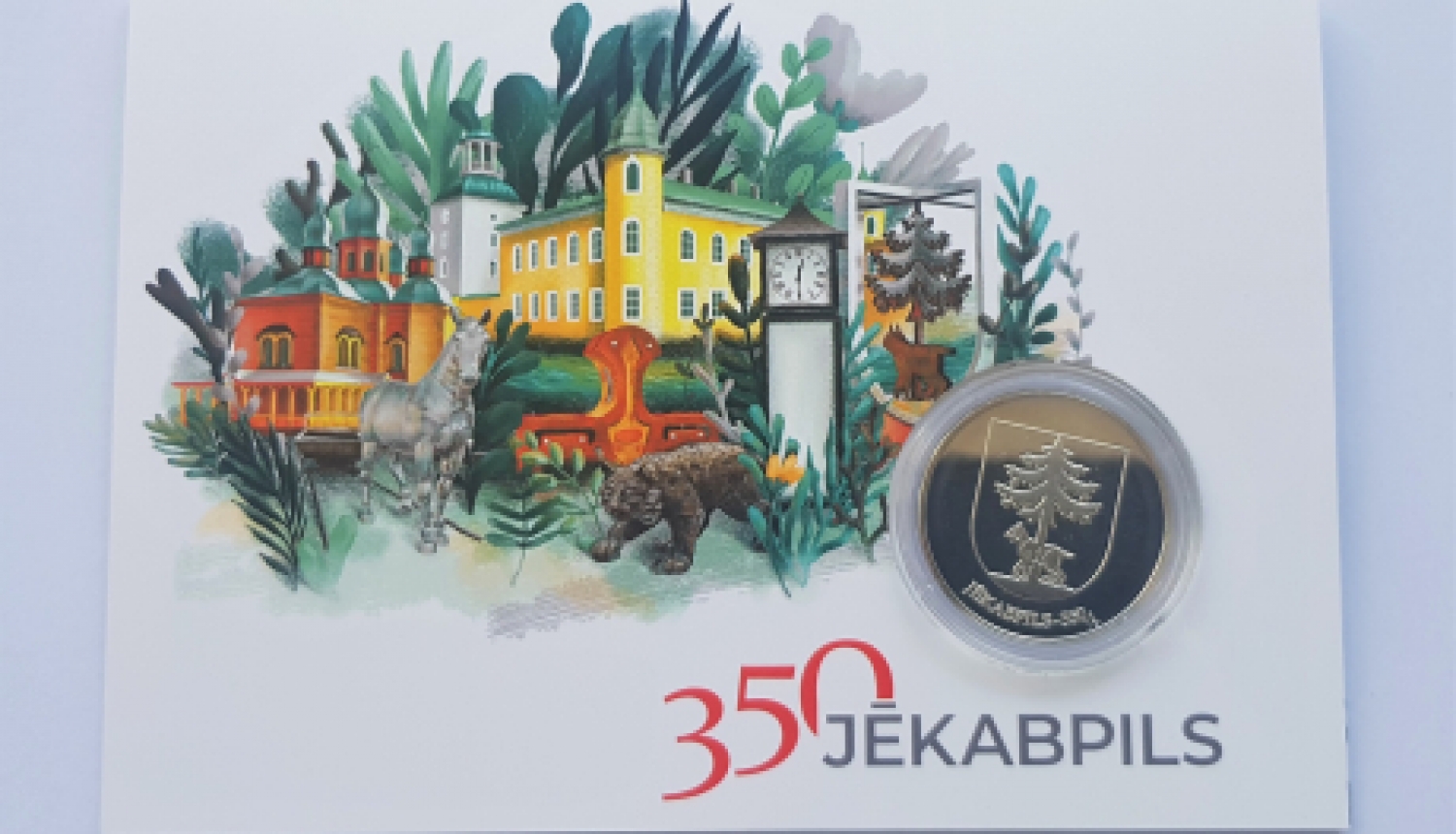 Izdota suvenīrmonēta, veltīta Jēkabpils pilsētas 350.jubilejas gadam