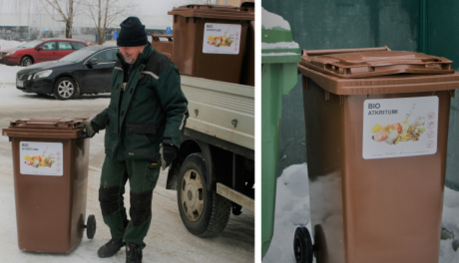 Bebru ielas mikrorajonā uzstādīti pirmie bioloģisko atkritumu šķirošanas konteineri