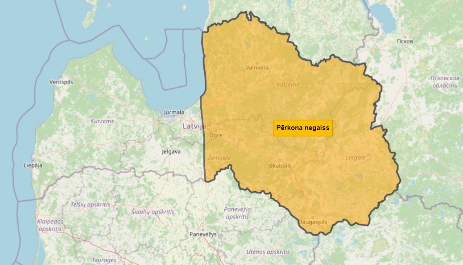 Brīdinājums par laikapstākļiem Latvijas Austrumu daļā