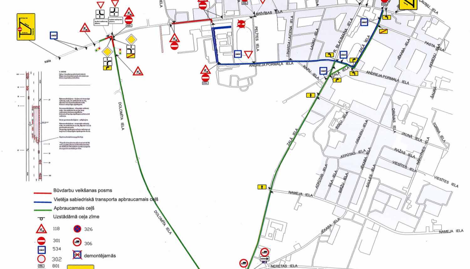Brīvības ielas satiksmes organizācija remontdarbu laikā