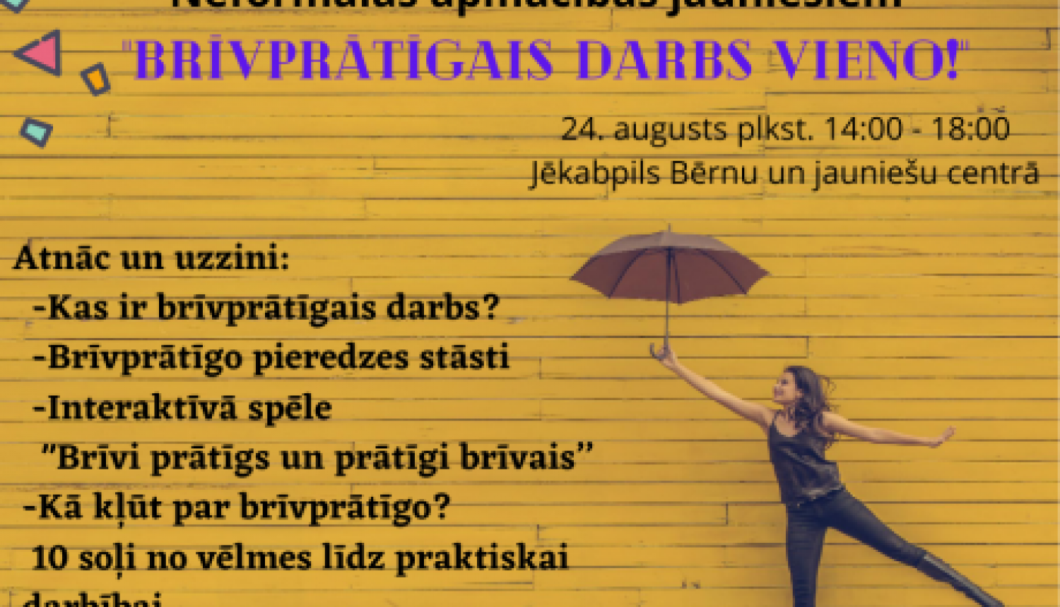 Aicinām jauniešus pieteikties neformālām apmācībām “Brīvprātīgais darbs vieno!”