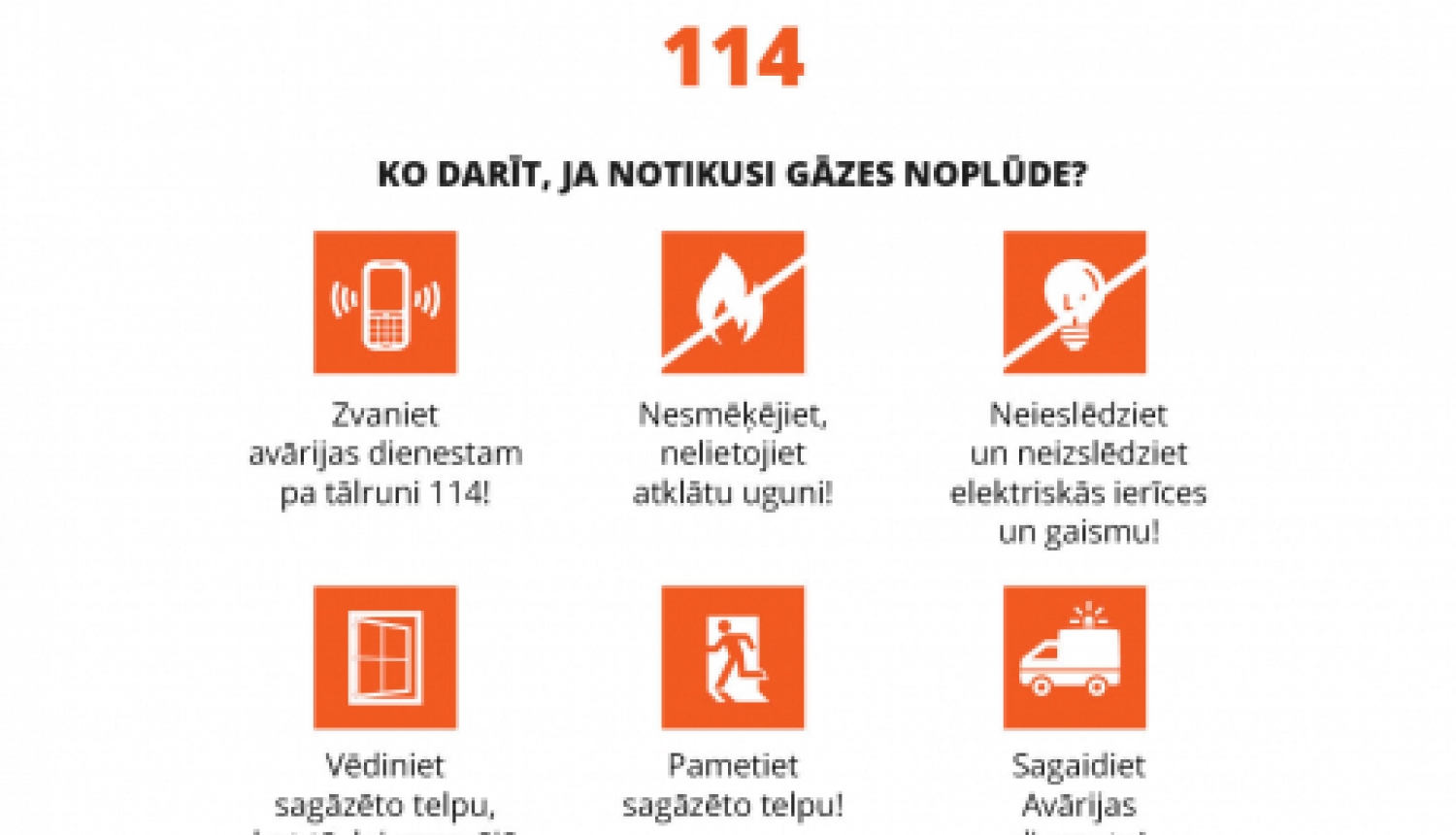 Lietojot gāzi, svarīgākais ir ievērot drošību