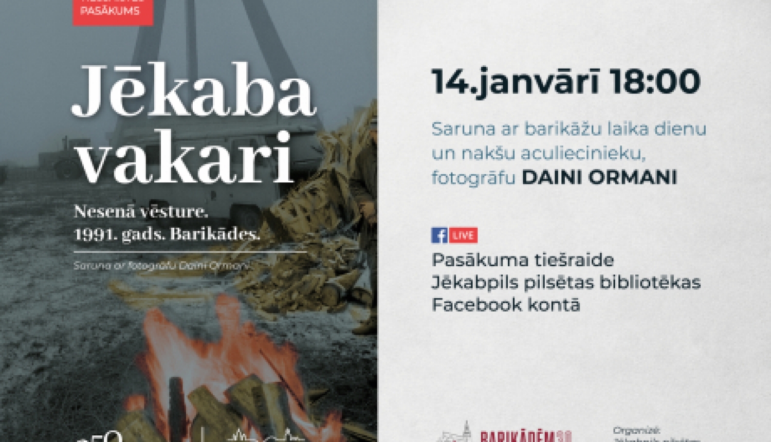 14. janvārī aicina uz cikla “Jēkaba vakari” tiešsaistes pasākumu