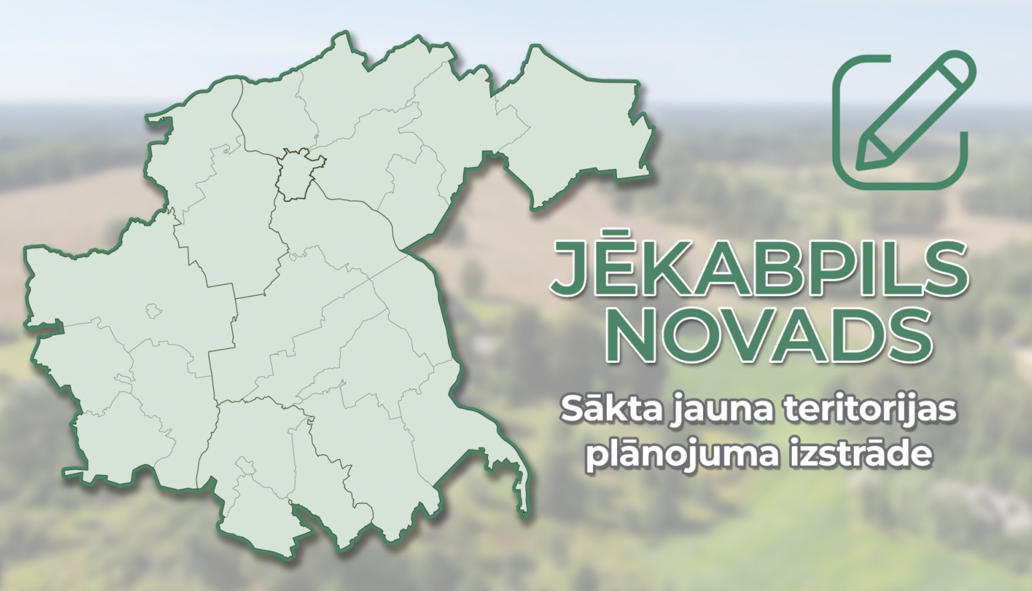 Kolāža ar novada kontūru un uzrakstu Jēkabpils novads