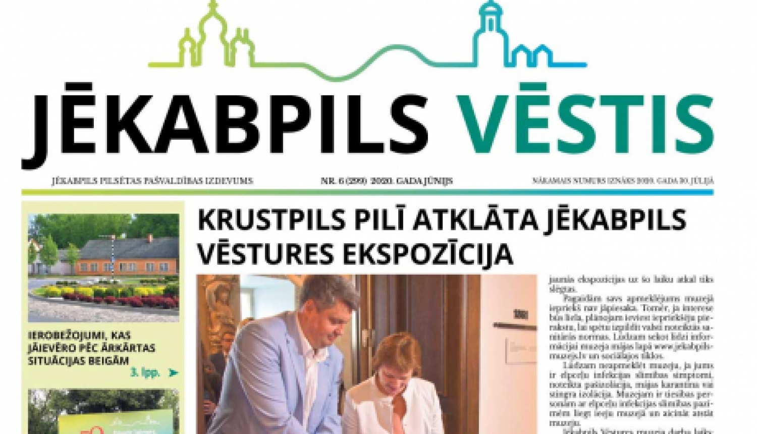 Iznācis pašvaldības informatīvā  izdevuma „Jēkabpils Vēstis” jūnija numurs
