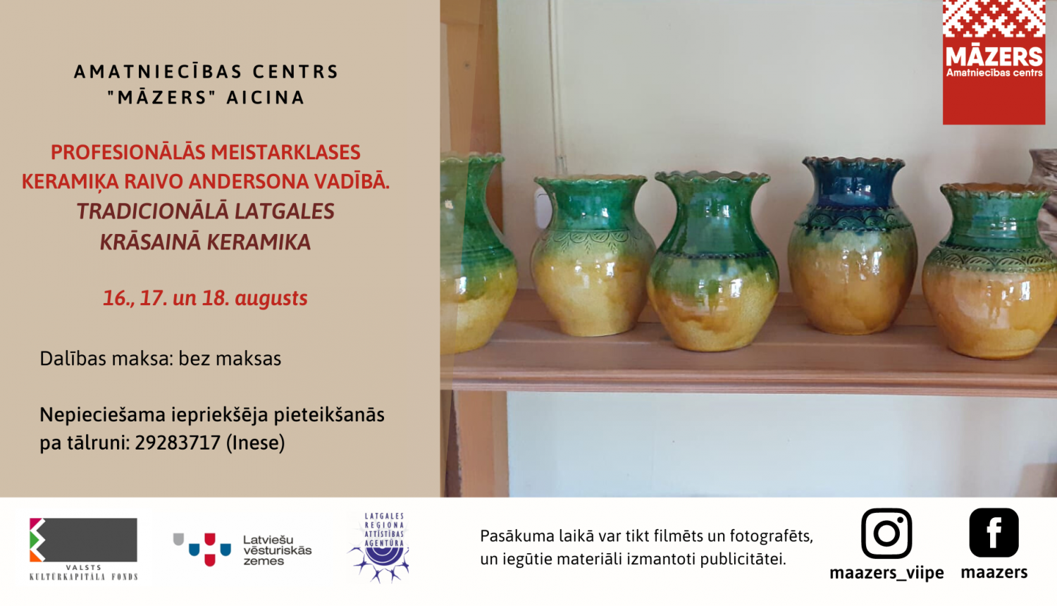 Afiša par augusta aktivitātēm Māzerā