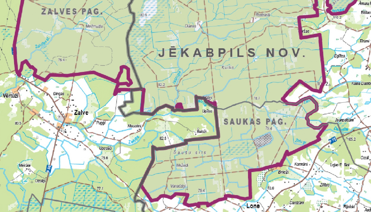 Fragments no Sēlijas poligona kartes