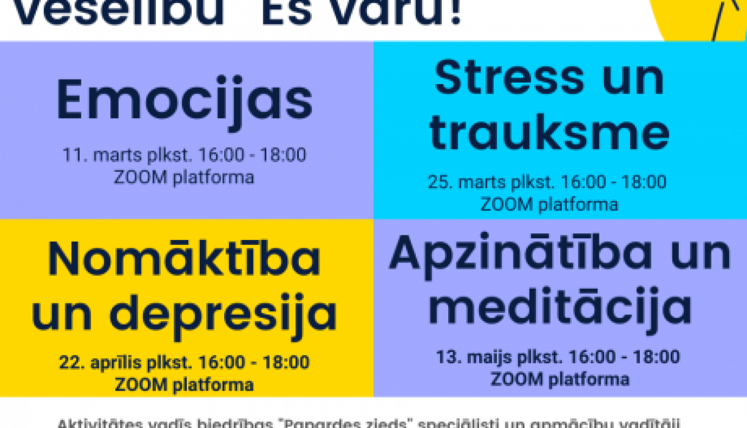 Vebināru cikls jauniešiem par garīgo veselību “Es varu!”