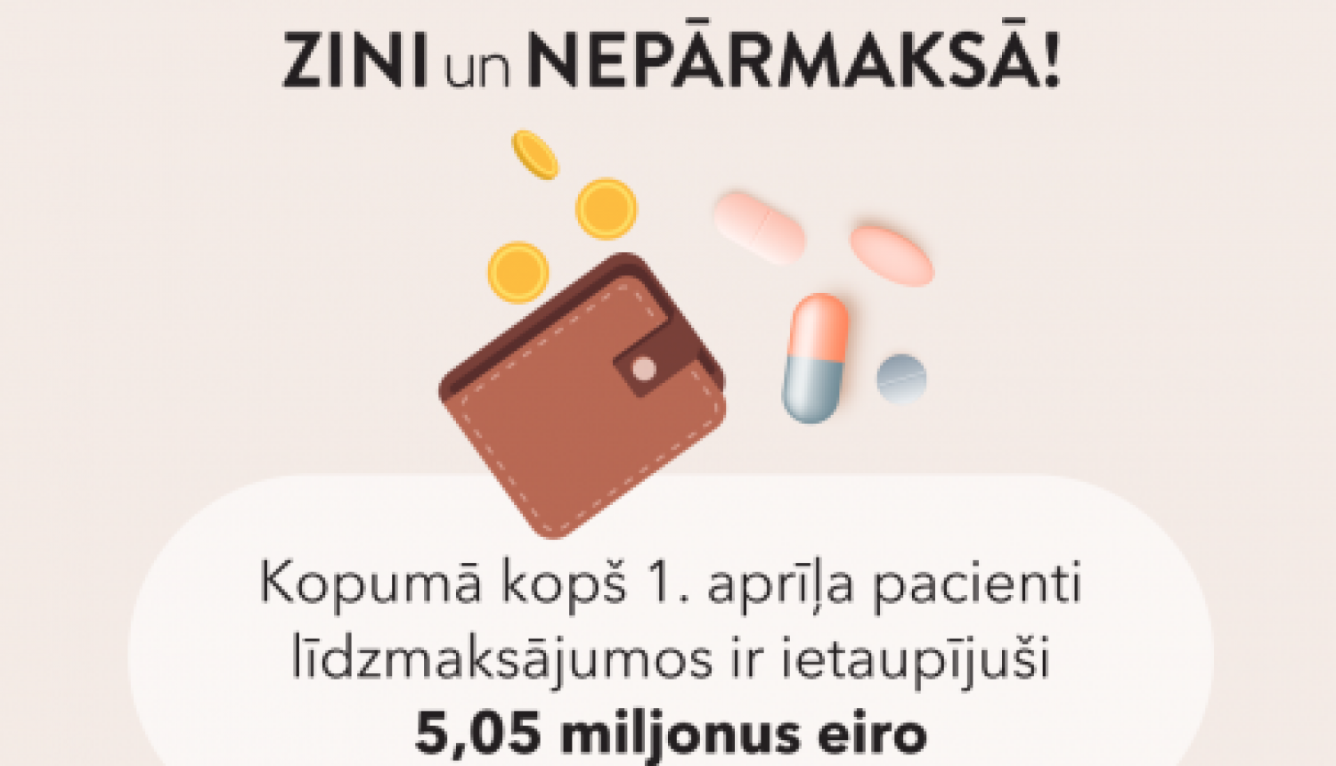 Pacientu līdzmaksājumi par zālēm piecu mēnešu laikā samazinājušies par 5,05 miljoniem eiro