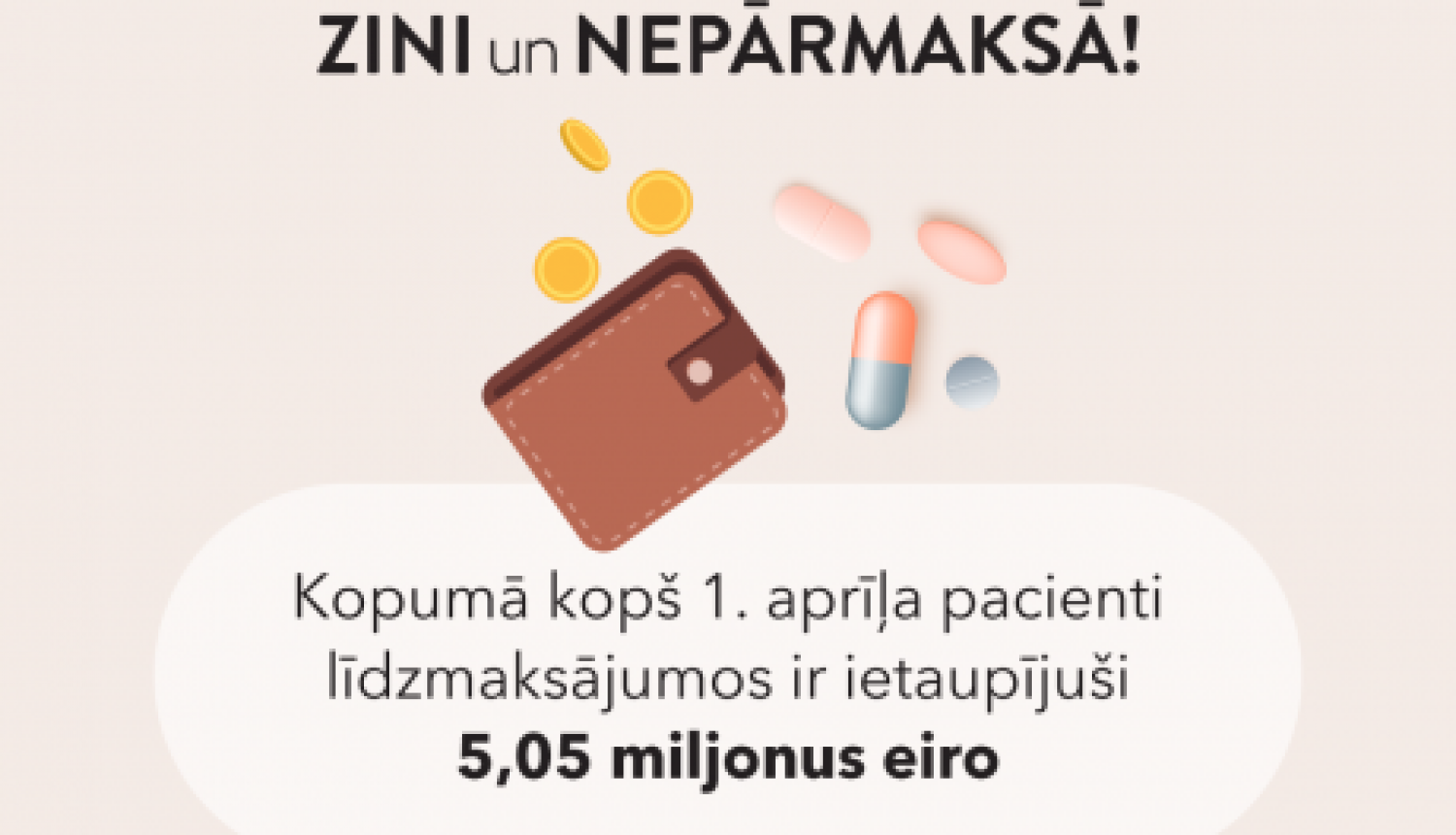 Pacientu līdzmaksājumi par zālēm piecu mēnešu laikā samazinājušies par 5,05 miljoniem eiro 